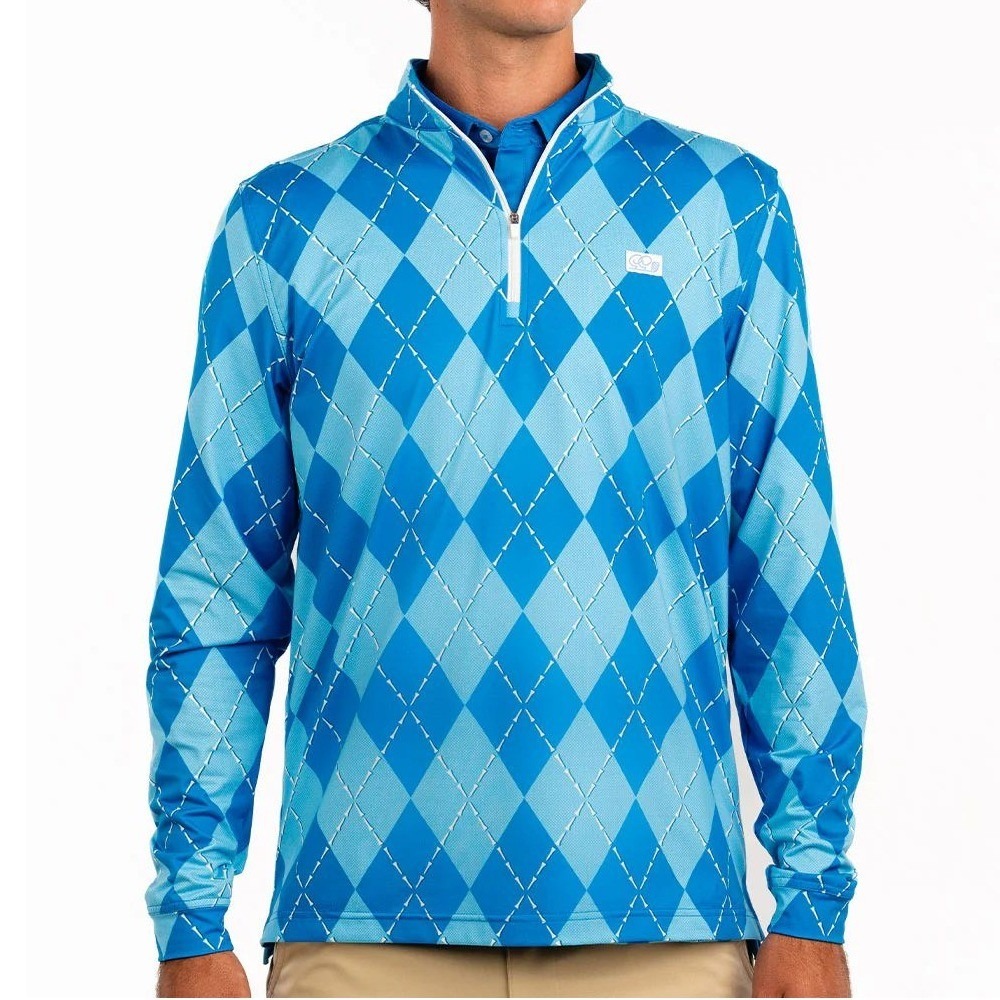 $100 Good Good‎ Mens Polyester Spandex Quarter Zip Golf Argyle 3XL Blue